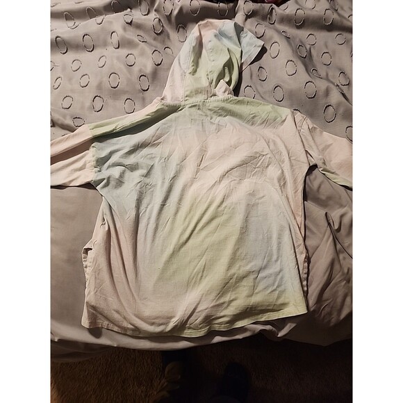 Adidas Girls Youth Large Long Sleeve Hooded Shirt Pink Green White - Picture 4 of 4